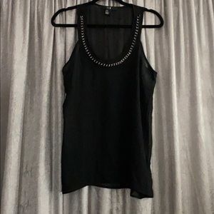 Forever 21 black chiffon tank chain neck